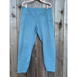 Soft Surroundings Womens Blue High Waist Cropped Yoga Pants Leggings Large‎